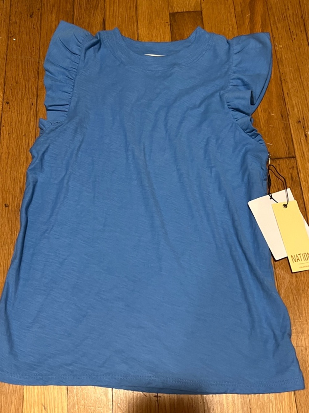 Nation Ruffle-Trim Tank Top - Sky Blue - Picture 5 of 6